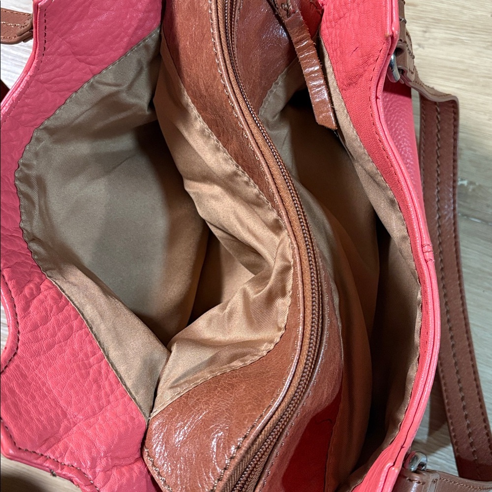The Sak Coral and Brown Leather Kendra purse - Picture 5 of 8